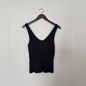 Enza Costa Black Nubby Textured Ribbed Tank Top